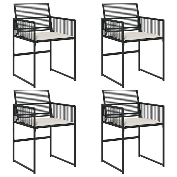 vidaXL Garden Chairs with Cushions 4 pcs Black Poly Rattan