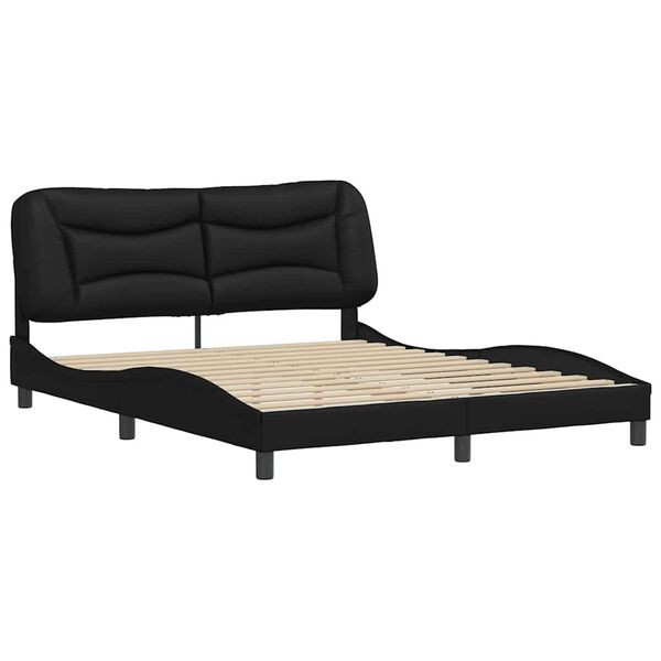 vidaXL Bed Frame without Mattress "Hvar" Black 152x203 cm Queen Faux Leather