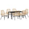 vidaXL Garden Dining Set 7 pcs Brown Poly Rattan