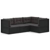 vidaXL 4 Piece Garden Lounge Set with Cushions Black Poly Rattan