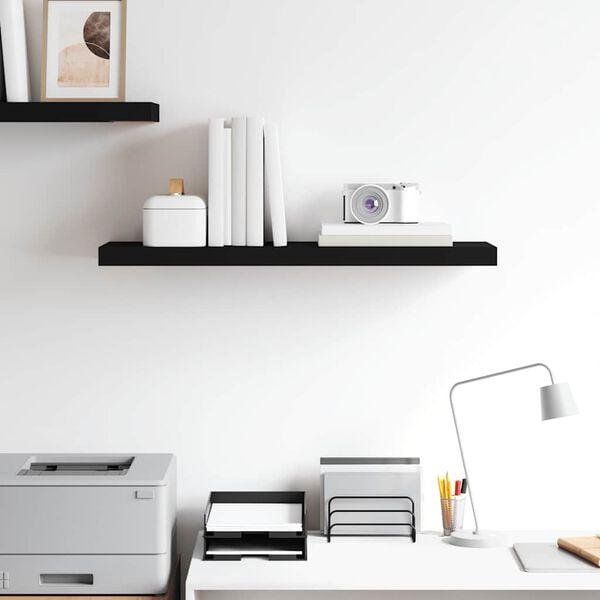 vidaXL Floating Wall Shelf Black 80x23.5x3.8 cm MDF