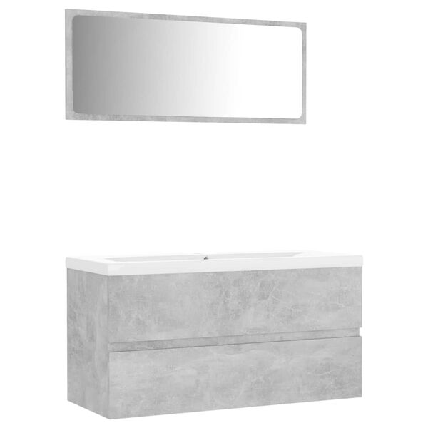 vidaXL Bathroom Furniture Set Concrete Grey Engineered Wood