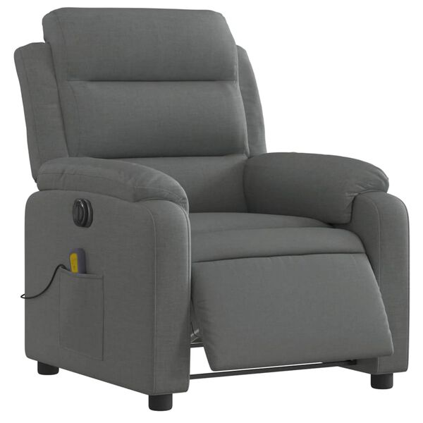 vidaXL Electric Massage Recliner Chair Dark Grey Fabric