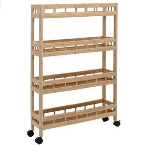 vidaXL Kitchen Trolley with Wheels Natural 60 x 18 x 97 cm Bamboo