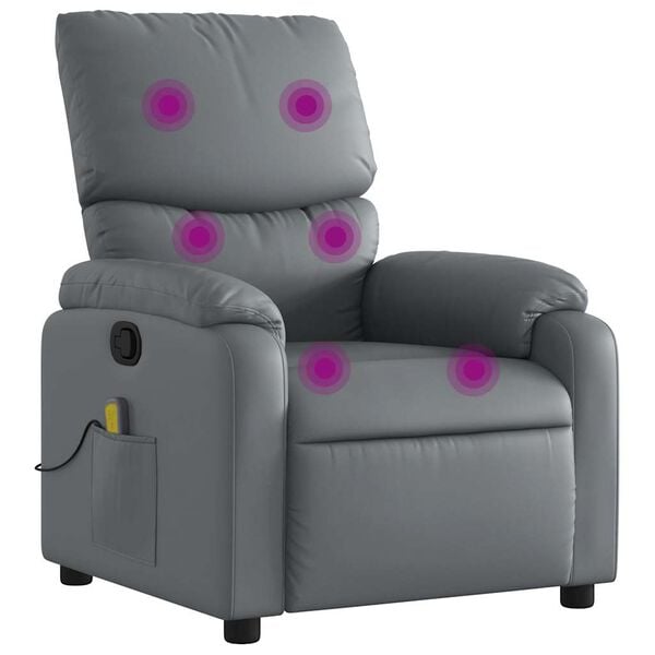 vidaXL Massage Recliner Chair Grey Faux Leather