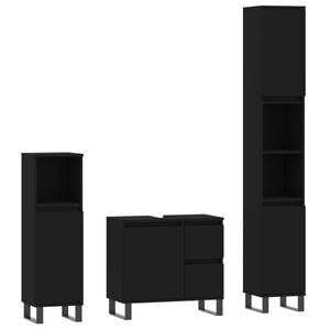 vidaXL 3 Piece Bathroom Furniture Set Black Engineered Wood