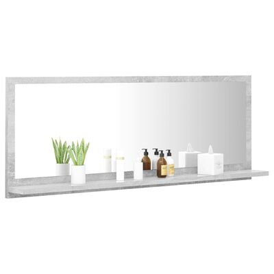 vidaXL Bathroom Mirror Concrete Grey 100x10.5x37 cm Engineered Wood
