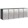 vidaXL Wheelie Bin Storage for 5 Bins Stainless Steel Anthracite
