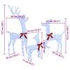 vidaXL Reindeer Family 3 pcs Cold white 68 x 26 x 127 cm Fabric