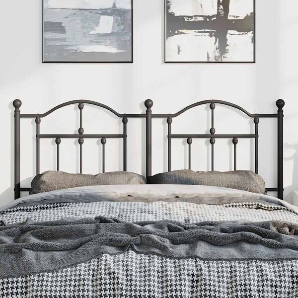 vidaXL Metal Replace Headboard Black 135 cm