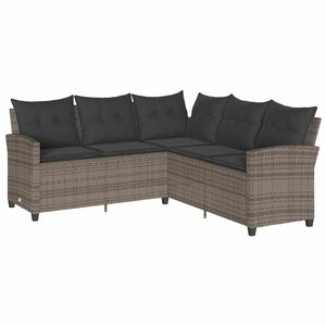 vidaXL L-shaped Couch Sofa with Cushions Grey Poly Rattan