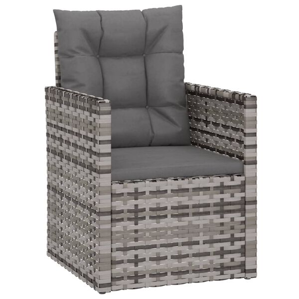 vidaXL 3 Piece Outdoor Lounge Set with Cushions Poly Rattan Grey