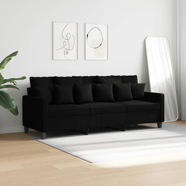 vidaXL 3-Seater Sofa Black 180 cm Fabric