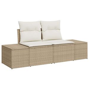 vidaXL Garden Sofa Beige 123 x 62 x 69cm Poly Rattan