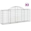 vidaXL Arched Gabion Baskets 3 pcs 200x30x80/100 cm Galvanised Iron