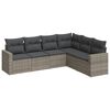 vidaXL 6 Piece Garden Sofa Set with Cushions Grey Poly Rattan
