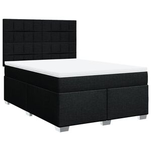 vidaXL Box Spring Bed with Mattress Black Queen Fabric