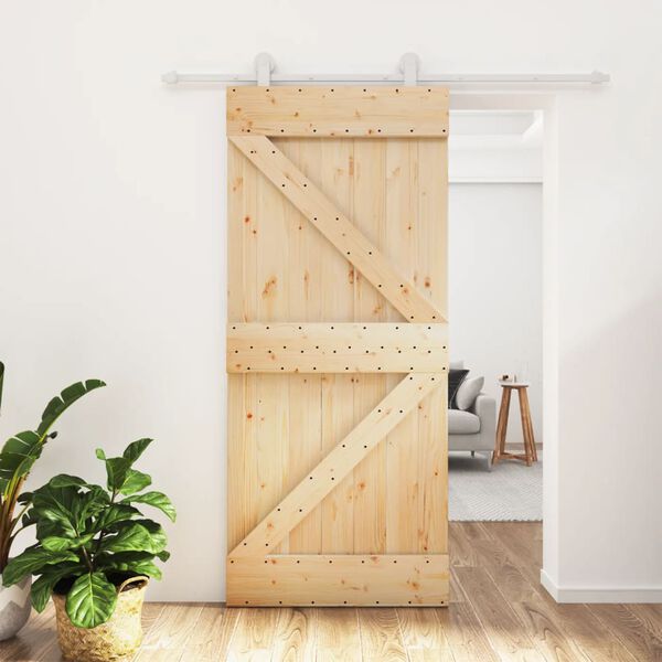 vidaXL Sliding Door with Hardware Set 90x210 cm Solid Wood Pine