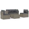 vidaXL 5 Piece Garden Lounge Set with Cushions Grey Poly Rattan