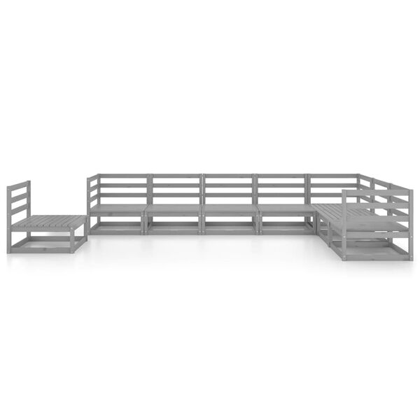 vidaXL 8 Piece Garden Lounge Set Grey Solid Pinewood