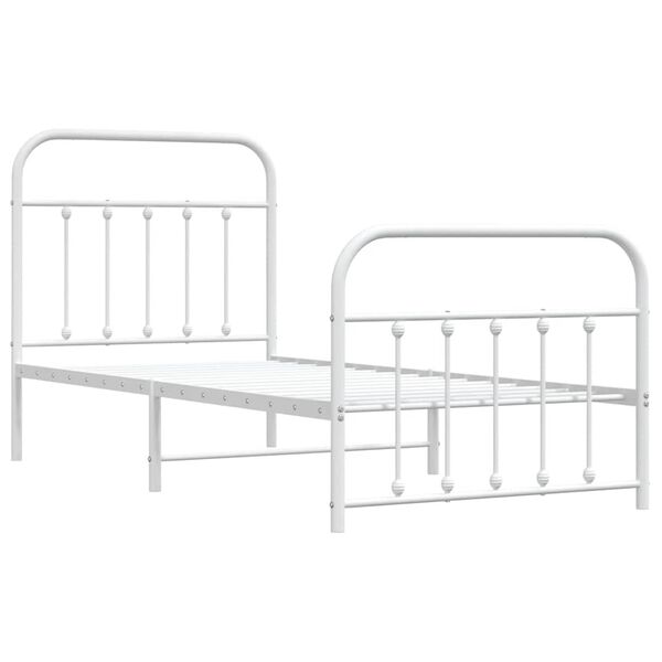 vidaXL Metal Bed Frame without Mattress with Footboard White 90x190cm