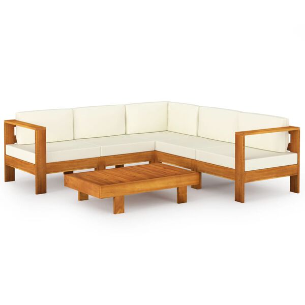 vidaXL 6 Piece Garden Lounge Set with Cushions 100x60 cm Acacia Wood