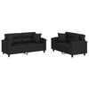 vidaXL 2 Piece Sofa Set with Pillows Black Faux Leather
