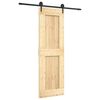 vidaXL Sliding Door Natural and Black 70 x 210 cm Solid Pine Wood