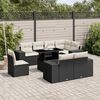 vidaXL 9 Piece Garden Sofa Set with Cushions Black Poly Rattan