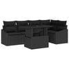 vidaXL Garden Sofa Set 6 pcs Black Poly Rattan & Powder-Coated Steel