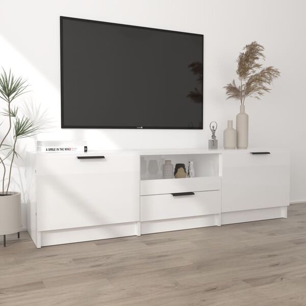 vidaXL TV Cabinet High Gloss White 140x35x40 cm Engineered Wood