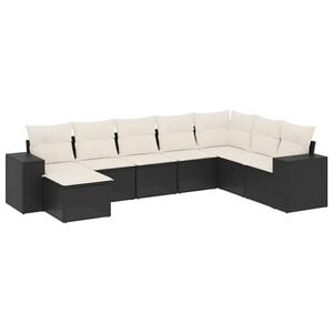 vidaXL 8 Piece Garden Sofa Set with Cushions Black Poly Rattan