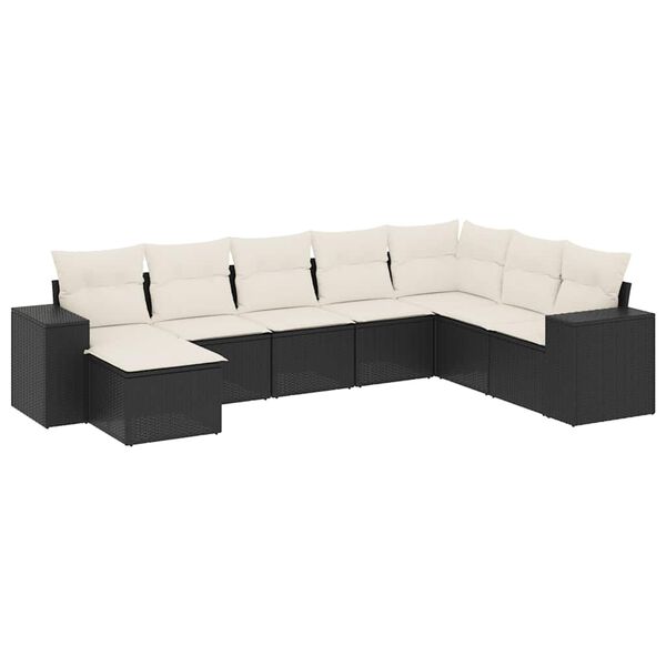 vidaXL 8 Piece Garden Sofa Set with Cushions Black Poly Rattan