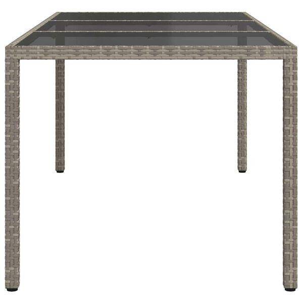 vidaXL Garden Table Grey 190x90x75 cm Tempered Glass and Poly Rattan
