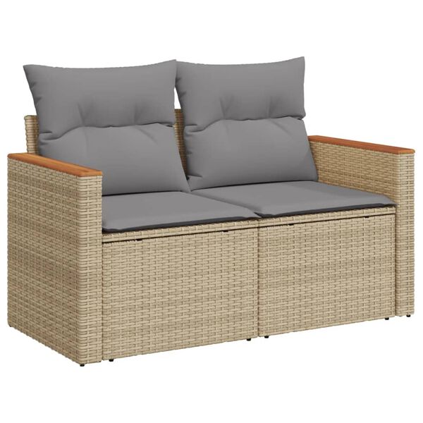 vidaXL 4 Piece Garden Sofa Set with Cushions Mix Beige Poly Rattan