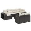 vidaXL 11 Piece Garden Sofa Set with Cushions Black Poly Rattan