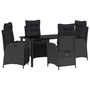 vidaXL Garden Dining Set 5 pcs Black Poly Rattan