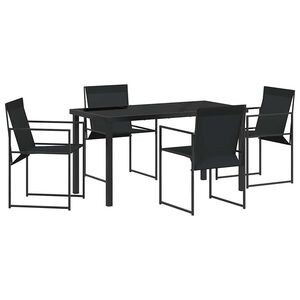 vidaXL Garden Dining Set 5 pcs Black Textilene and Steel