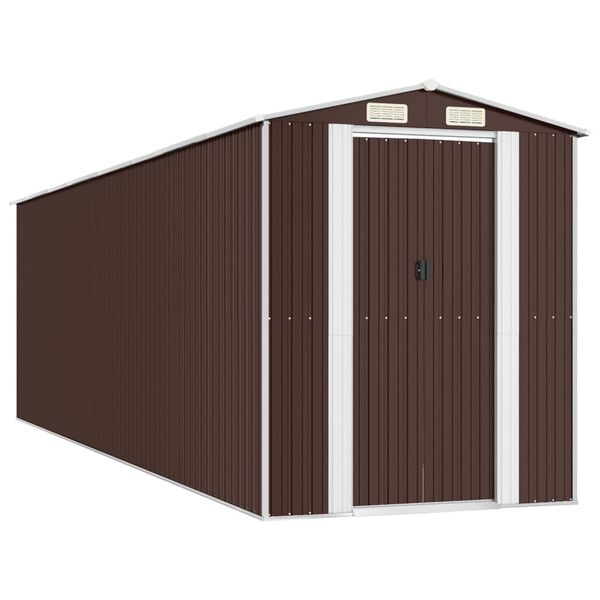 vidaXL Garden Shed Dark Brown 192x689x223 cm Galvanised Steel