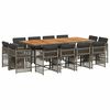 vidaXL 13 Piece Garden Dining Set with Cushions Grey Poly Rattan