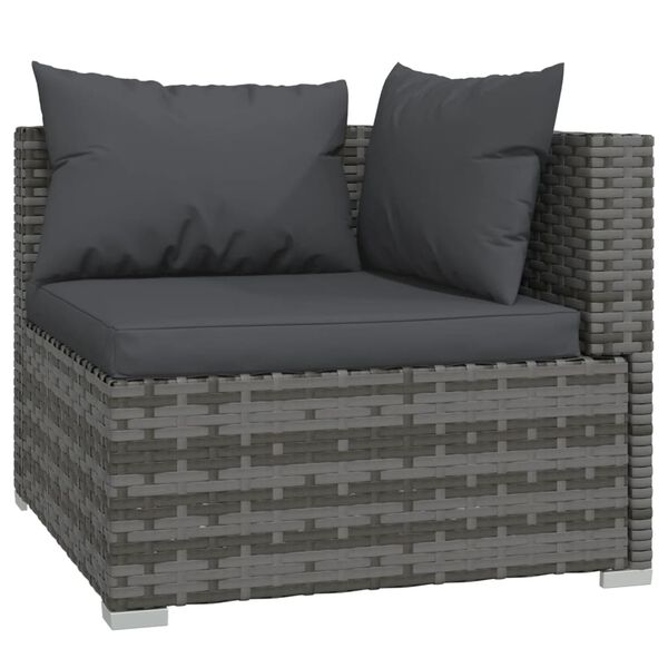 vidaXL 10 Piece Garden Lounge Set with Cushions Grey Poly Rattan