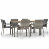 vidaXL 7 Piece Garden Dining Set with Cushions Grey Poly Rattan