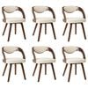 vidaXL Dining Chairs 6 pcs Cream Bent Wood and Faux Leather