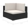 vidaXL 12 Piece Garden Lounge Set with Cushions Poly Rattan Black