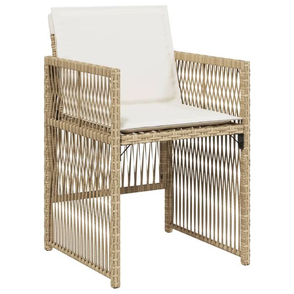 vidaXL Garden Chairs with Cushions 4 pcs Beige Poly Rattan