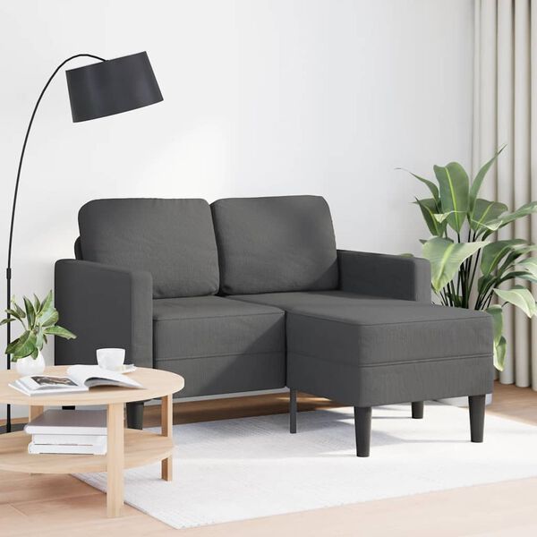 vidaXL 2-Seater Sofa with Chaise L-shaped Dark Grey 125 cm Linen