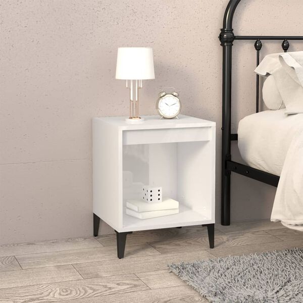 vidaXL Bedside Cabinets 2 pcs High Gloss White 40x35x50 cm