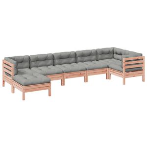 vidaXL 7 Piece Garden Sofa Set with Cushions Solid Wood Douglas Fir