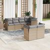 vidaXL 7 Piece Garden Sofa Set with Cushions Beige Poly Rattan