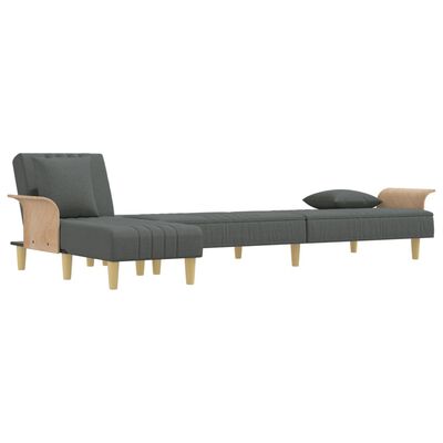 vidaXL L-shaped Sofa Bed Dark Grey 279x140x70 cm Fabric